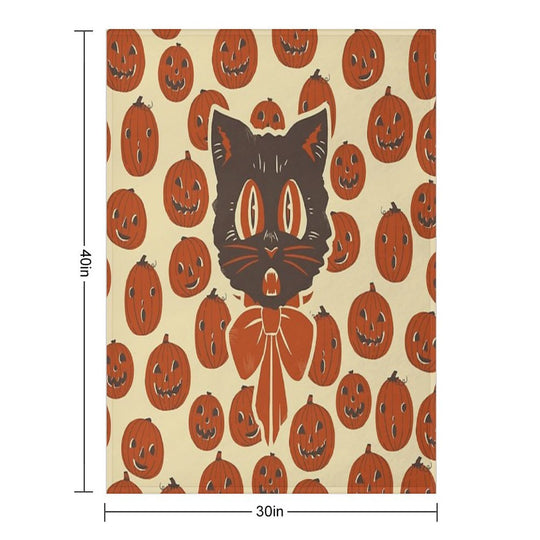 Vintage Inspired Halloween Scaredy Cat Quick-dry Throw Blanket