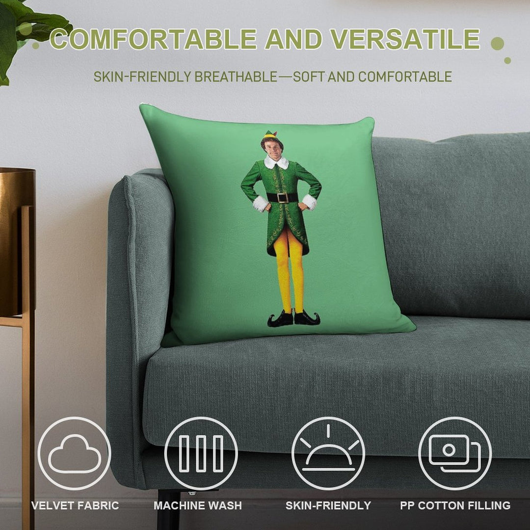 Buddy The Elf, Christmas Movie, Arms Akimbo Will Ferrell Soft Washable Throw Pillow