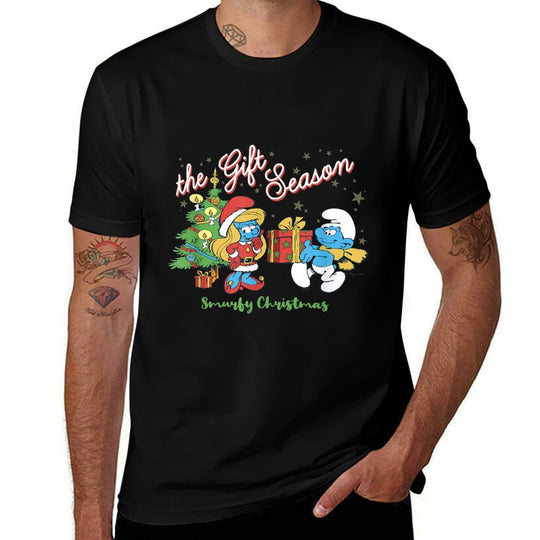 The Smurfs Christmas The Gift Season Smurfette  Jokey  Fade-proof Color T-Shirt