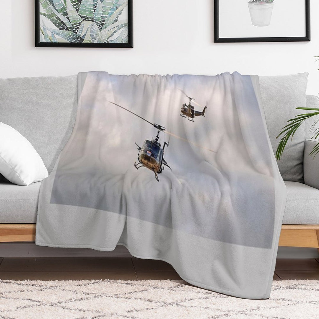 Bell UH-1 Iroquois Helicopters - (A Pair of Hueys) Gift-ready Throw Blanket