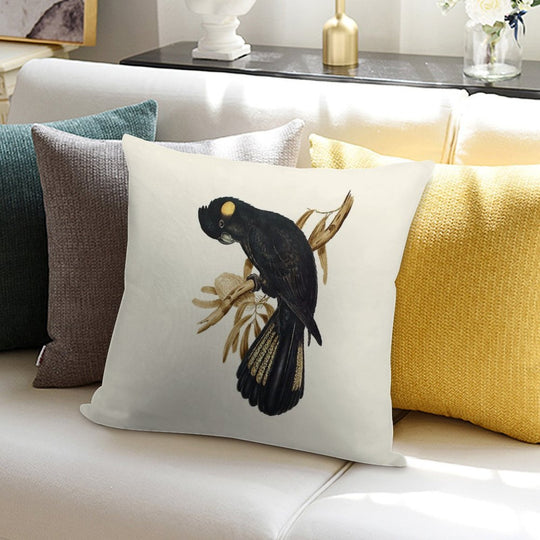 Yellow-tailed Black Cockatoo Soft Luxury Feel Throw Pillow