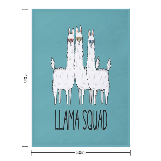 Llama Squad- Funny Cute Llama Gift Plush Throw Blanket