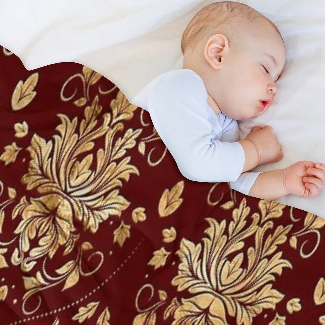 Oriental Vintage Damask Pattern - Red And Gold Lightweight Throw Blanket