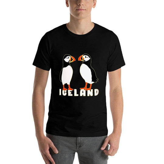 Womens Two Cute Puffins from Iceland  Trendy Pattern T-Shirt