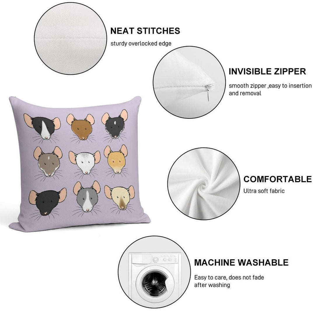 Ratty Faces Soft Washable Throw Pillow