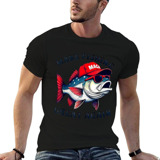 Maga Fishing Make Fishing Great Again  Fade-proof Color T-Shirt