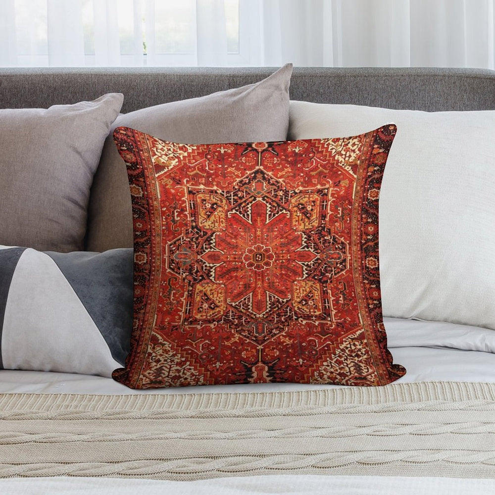 Antique Persian Rug Red Black Carpet Pattern Soft Style Accent Throw Pillow