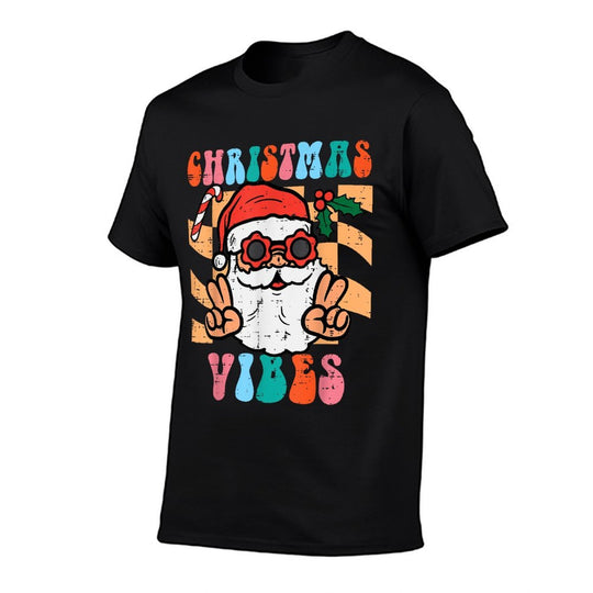 Groovy Santa Peace Christmas Vibes Retro Xmas Men Women Kids  Breathable T-Shirt