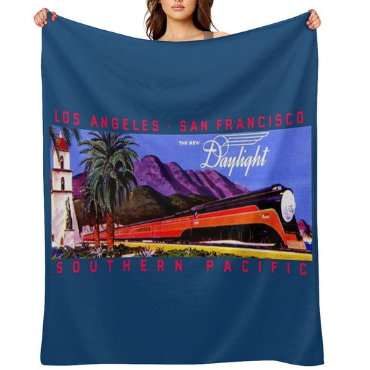1930s Daylight Railroad Train Easy Care Throw Blanket