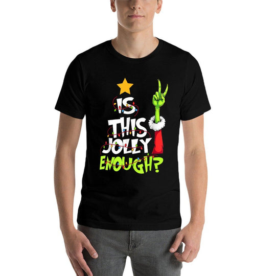 Is This Jolly Enough Funny Christmas Light Men Women  Heathered Texture T-Shirt