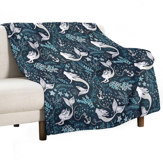 Mermaid Ocean Dark Premium Throw Blanket