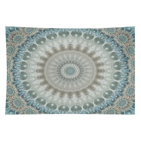 Dreamy Grey, Blue And Ivory Mandala Tapestry