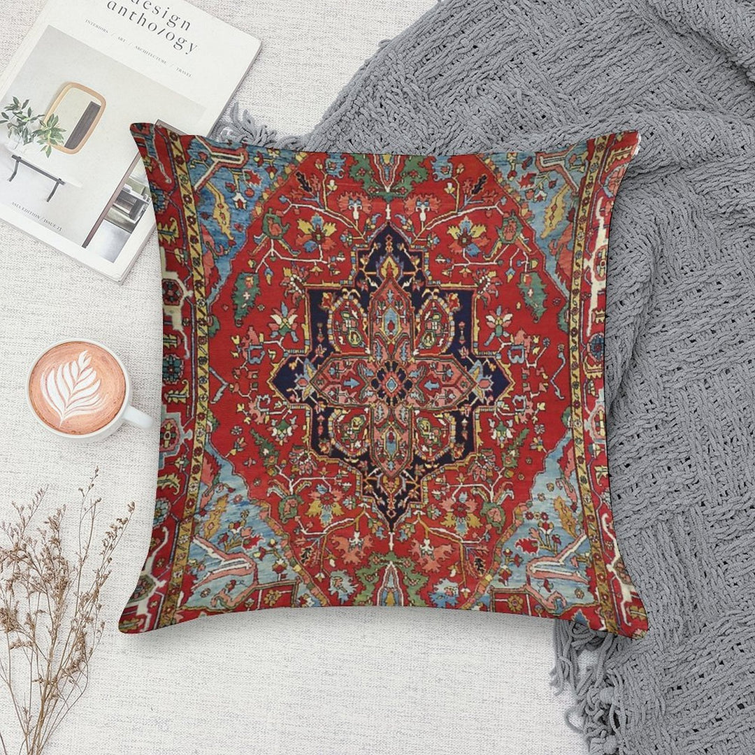 Heriz Persian Carpet Print Soft Hidden Zipper Throw Pillow