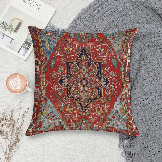 Heriz Persian Carpet Print Soft Hidden Zipper Throw Pillow