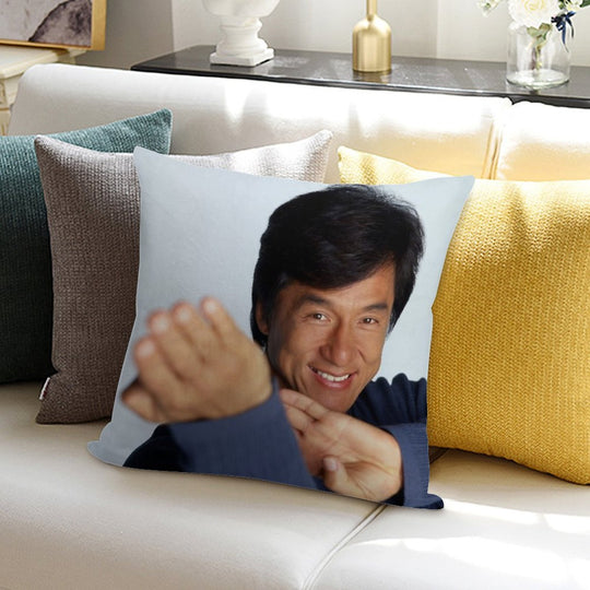 Jackie Chan Is A Happy Guy Soft Hidden Zipper Throw Pillow