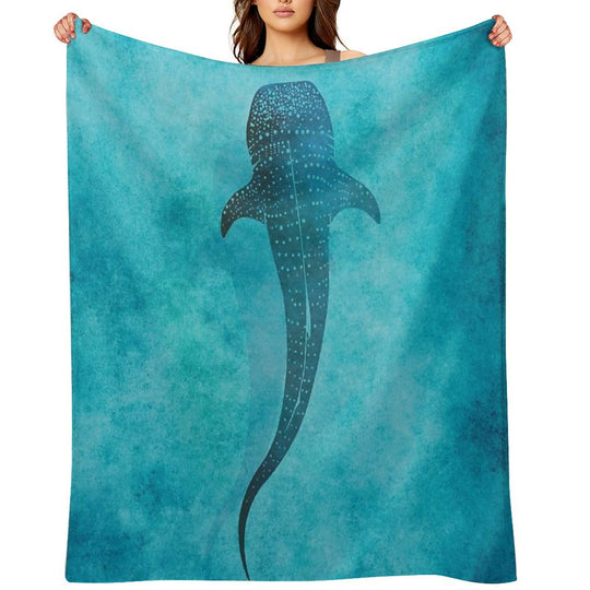 Whale Shark Blue Ocean Travel-friendly Throw Blanket