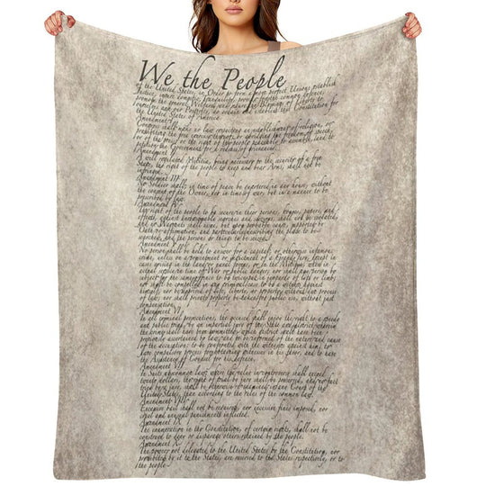 US Constitution The Bill of Rights on Parchment Paper Easy Care Throw Blanket