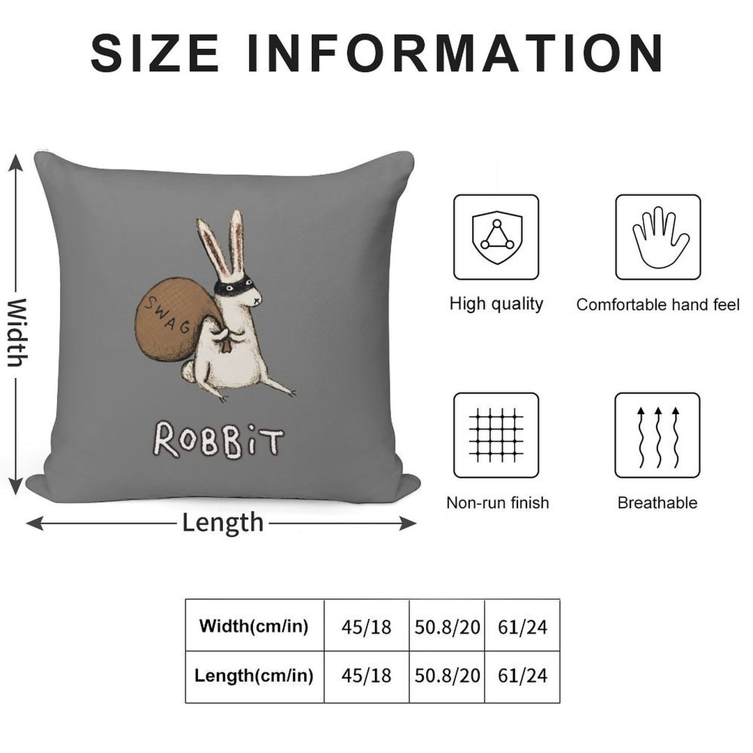 Robbit Soft Short Plush Fabric Throw Pillow