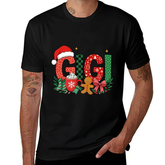 Gigi Christmas Hot Cocoa Gingerbread Holiday Grandma  Oversized Silhouette T-Shirt