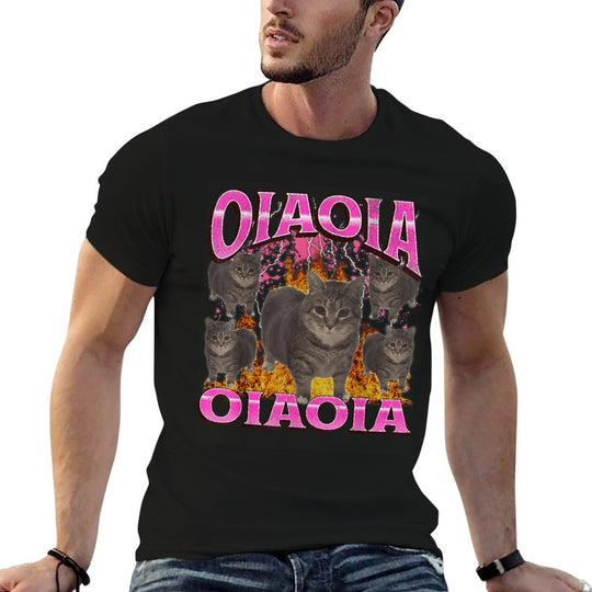 Funny Oiia Oiia Cat Meme Bootleg Graphic Men Women  Trendy Pattern T-Shirt