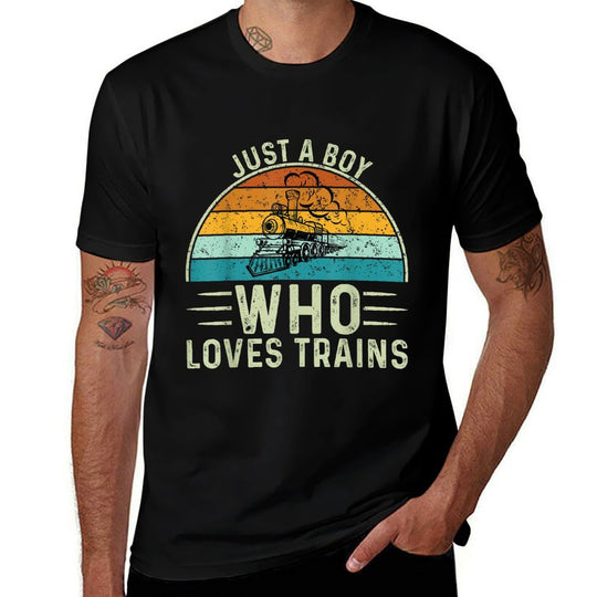 Just A Boy Who Loves Trains  Eco-friendly Material T-Shirt