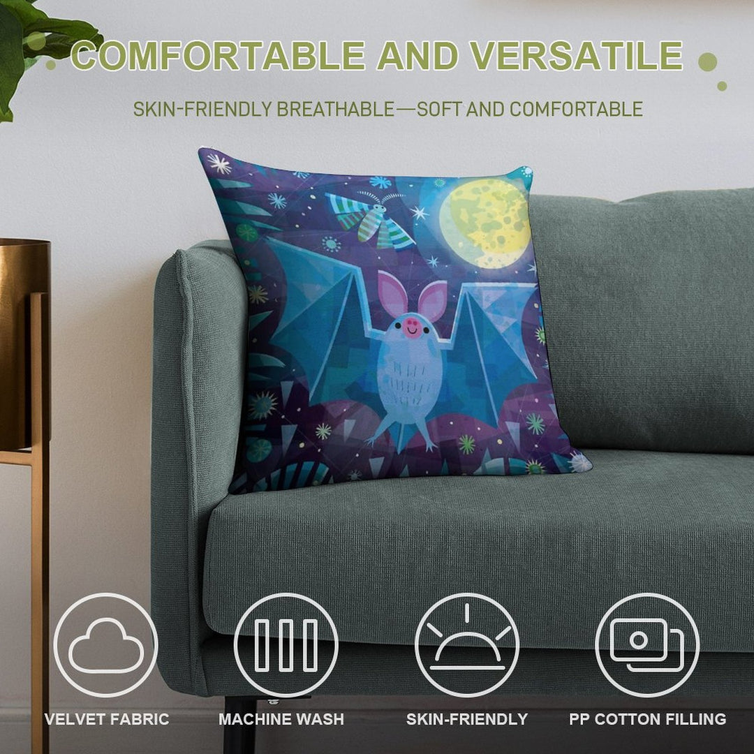 Bat And Moth Soft Decorative Cover Throw Pillow