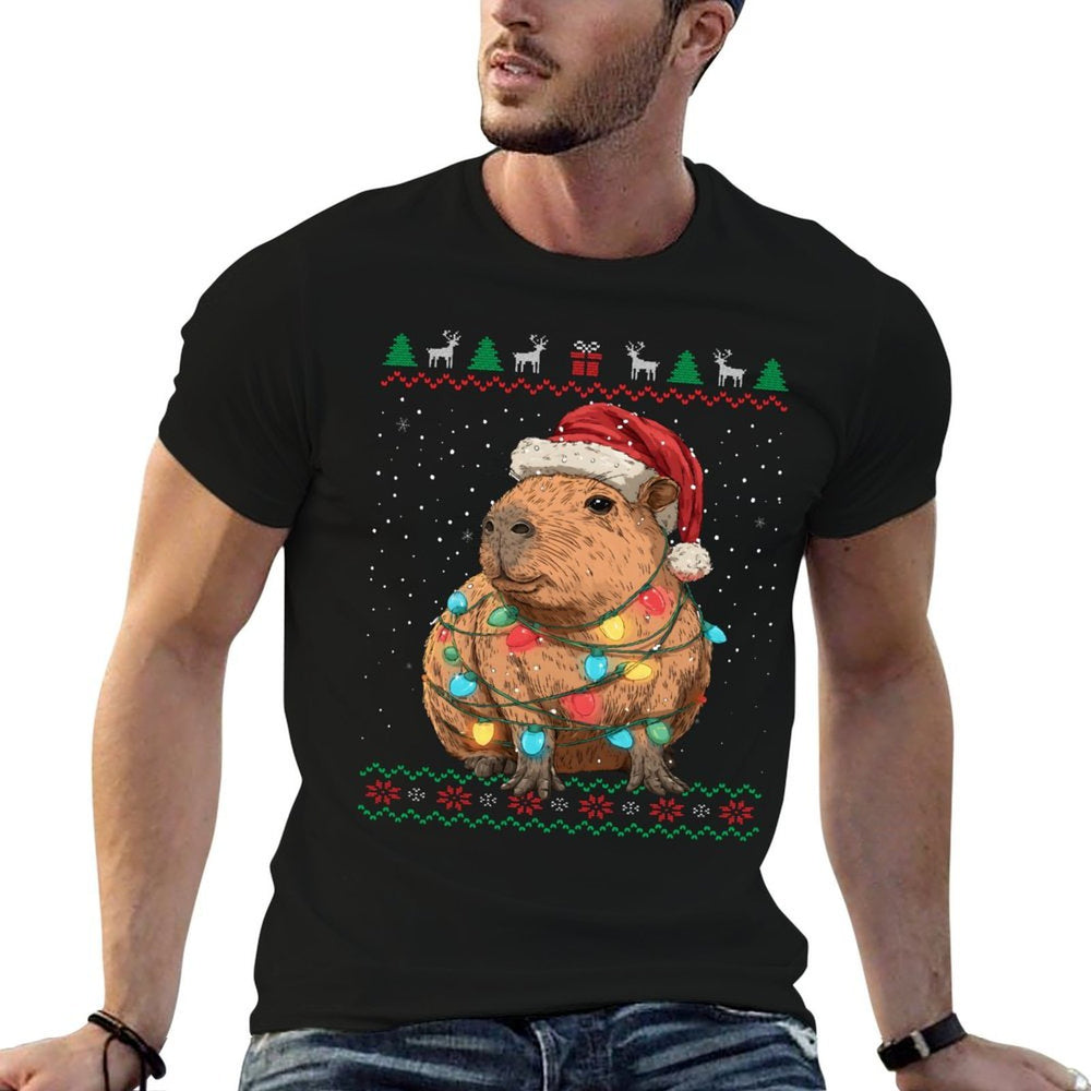 Cute Capybara Ugly Christmas Sweater  Tagless Design T-Shirt