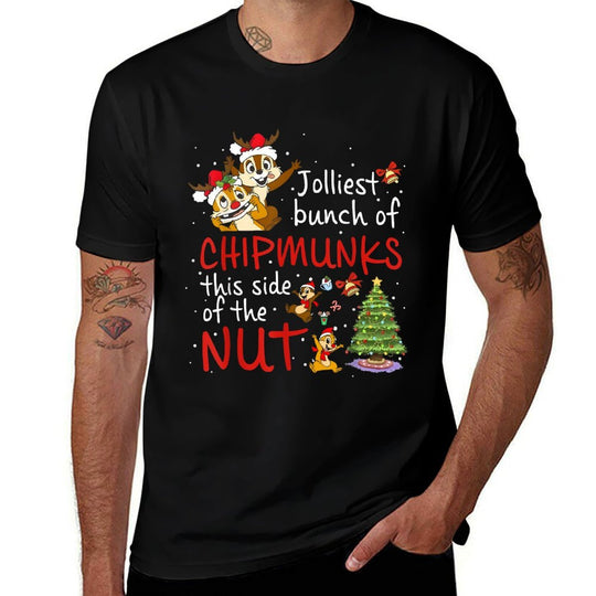 Jolliest Bunch Of Chipmunks This Side Of The Nut Christmas  Oversized Silhouette T-Shirt