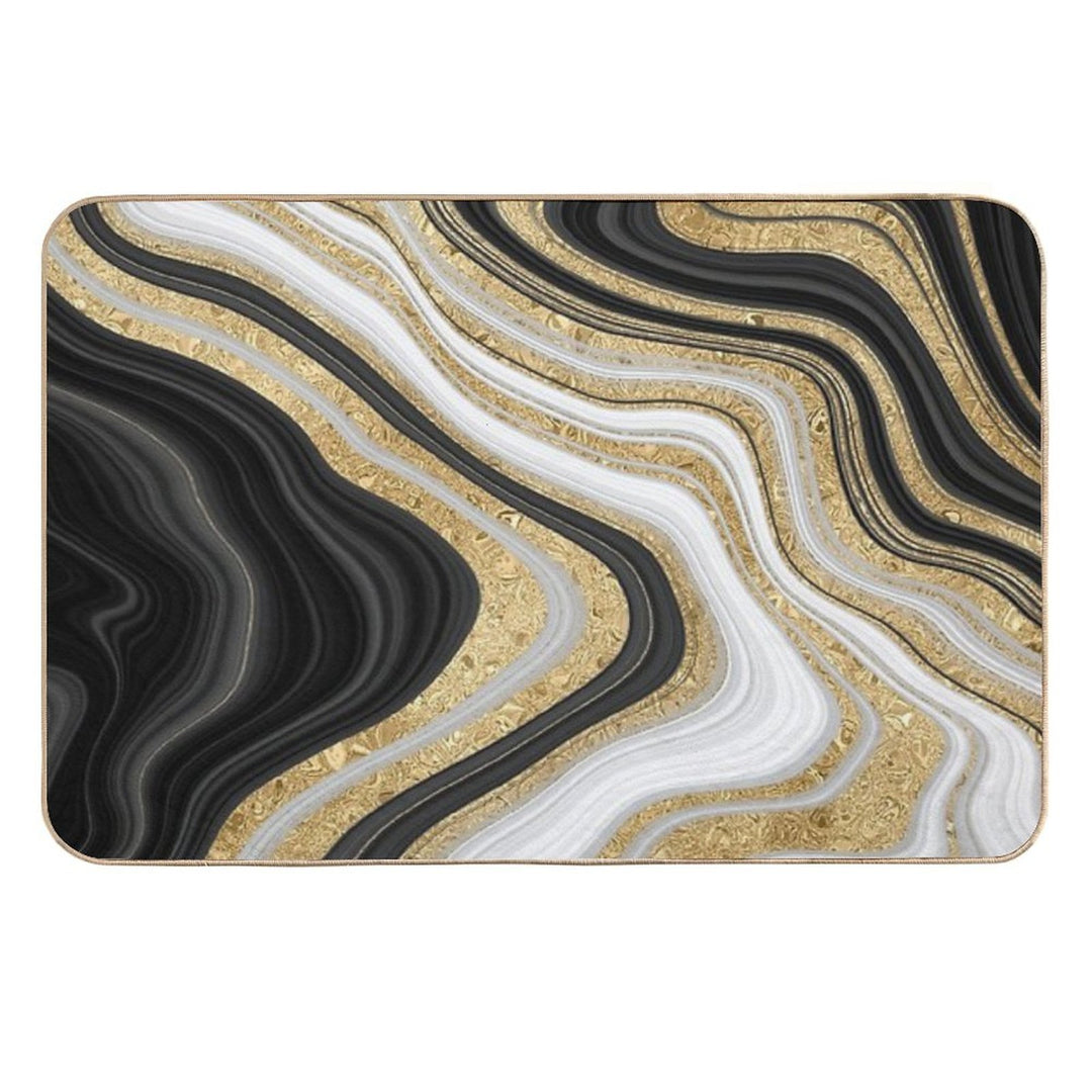 Black And Gold Details  Pet-Safe Bath Mat