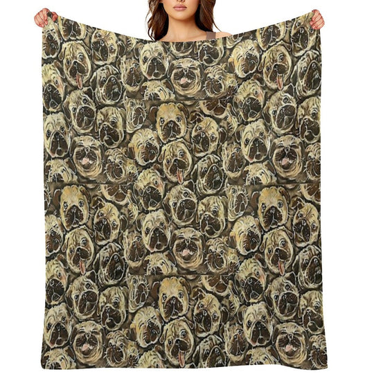 Pile Of Pugs  Pug Dog  Pug Lovers  Pug Mom  Pug Dads  Puppy Pug Sustainable Throw Blanket