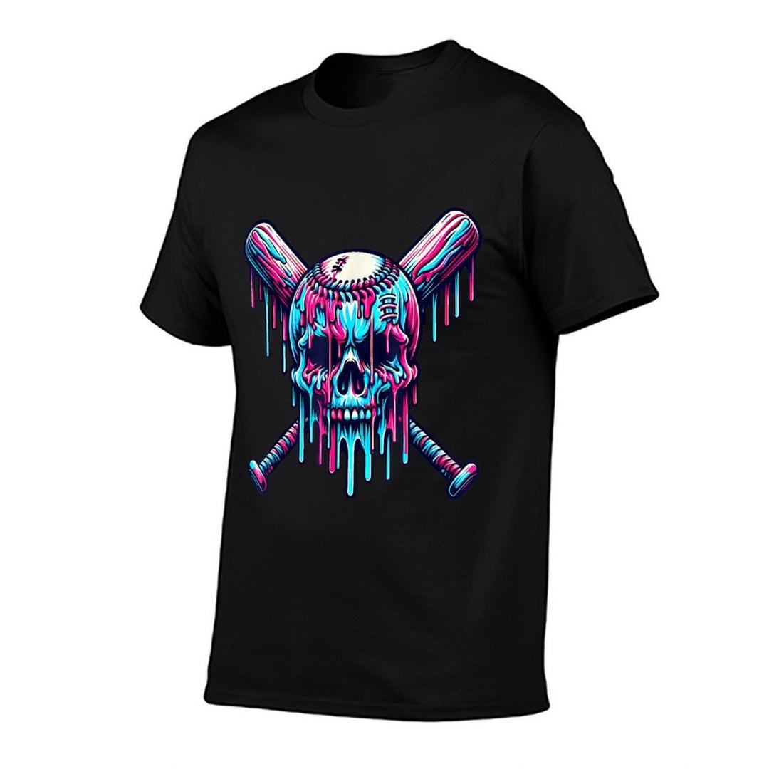 Halloween Baseball Skull Drip Baseball Lifestyle Boy Men  Stretchy T-Shirt
