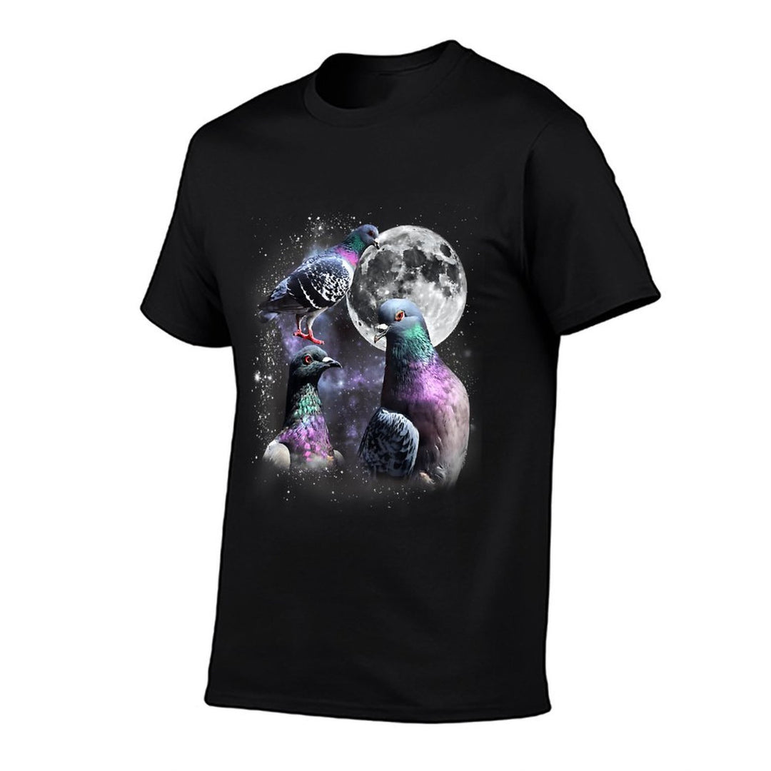 Funny Three Pigeon Moon Weird Cursed Meme 3 Pigeon Silly  Wrinkle-resistant T-Shirt