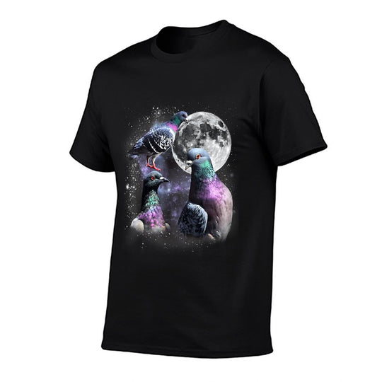 Funny Three Pigeon Moon Weird Cursed Meme 3 Pigeon Silly  Wrinkle-resistant T-Shirt