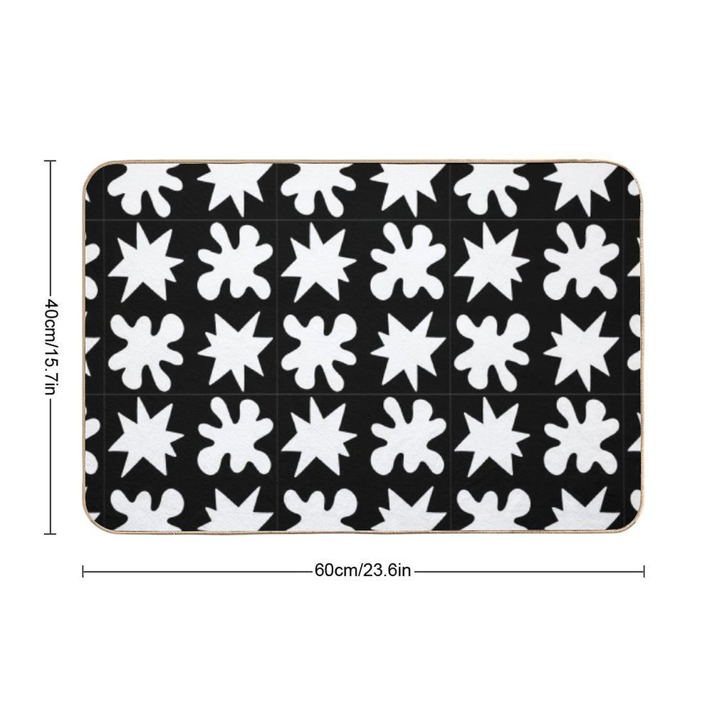KikiBouba - White on Black  Easy Maintenance Bath Mat