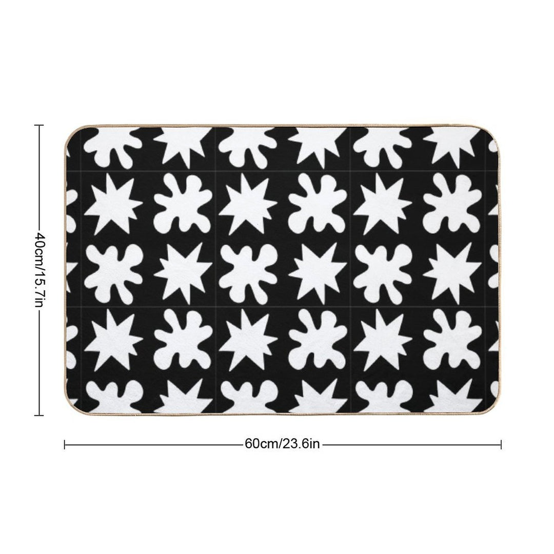 KikiBouba - White on Black  Easy Maintenance Bath Mat