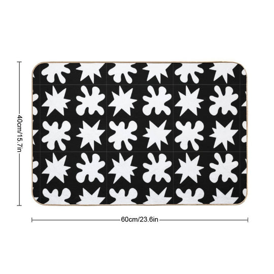 KikiBouba - White on Black  Easy Maintenance Bath Mat
