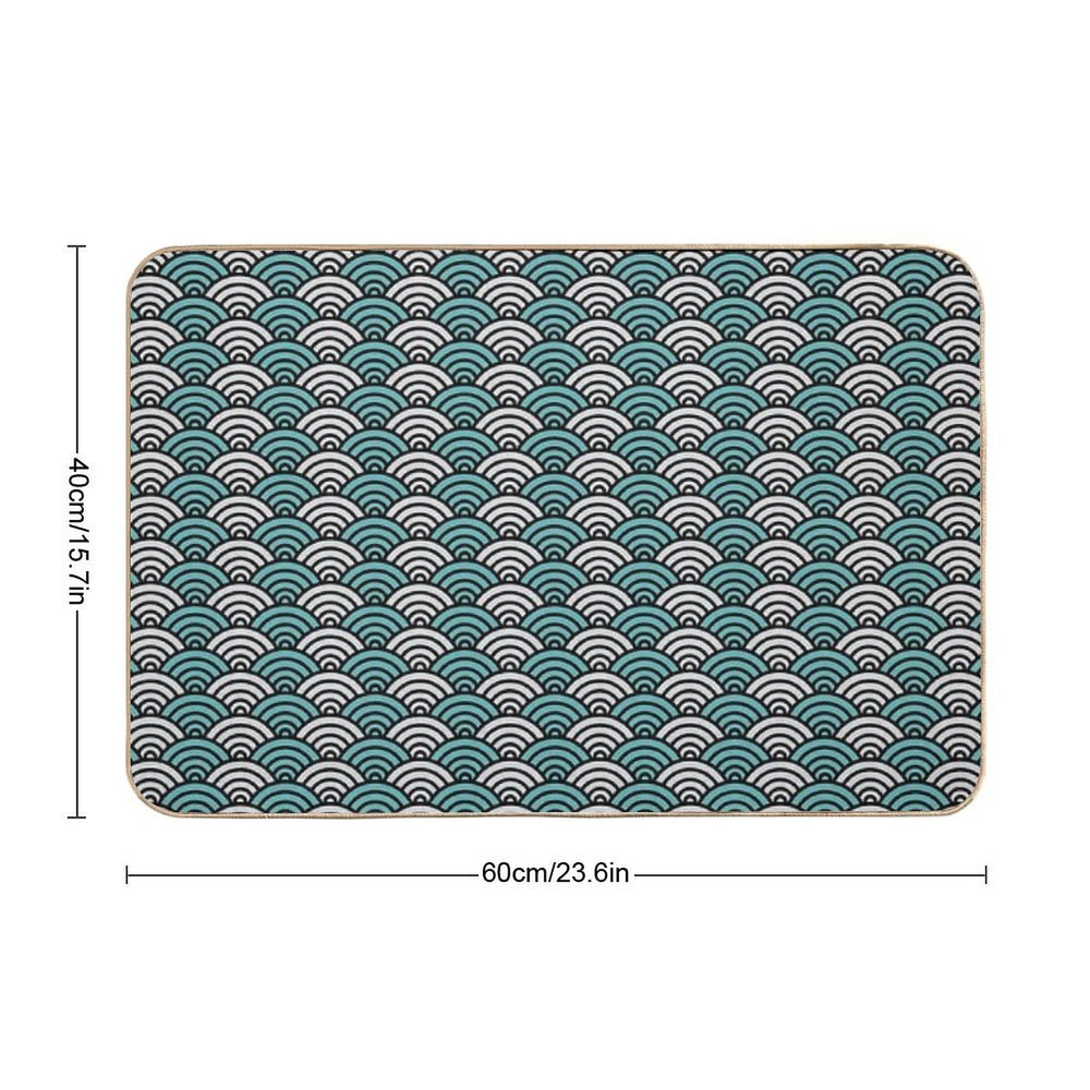 Japanese Ocean Waves Abstract Print  Dirt-Trapping Bath Mat