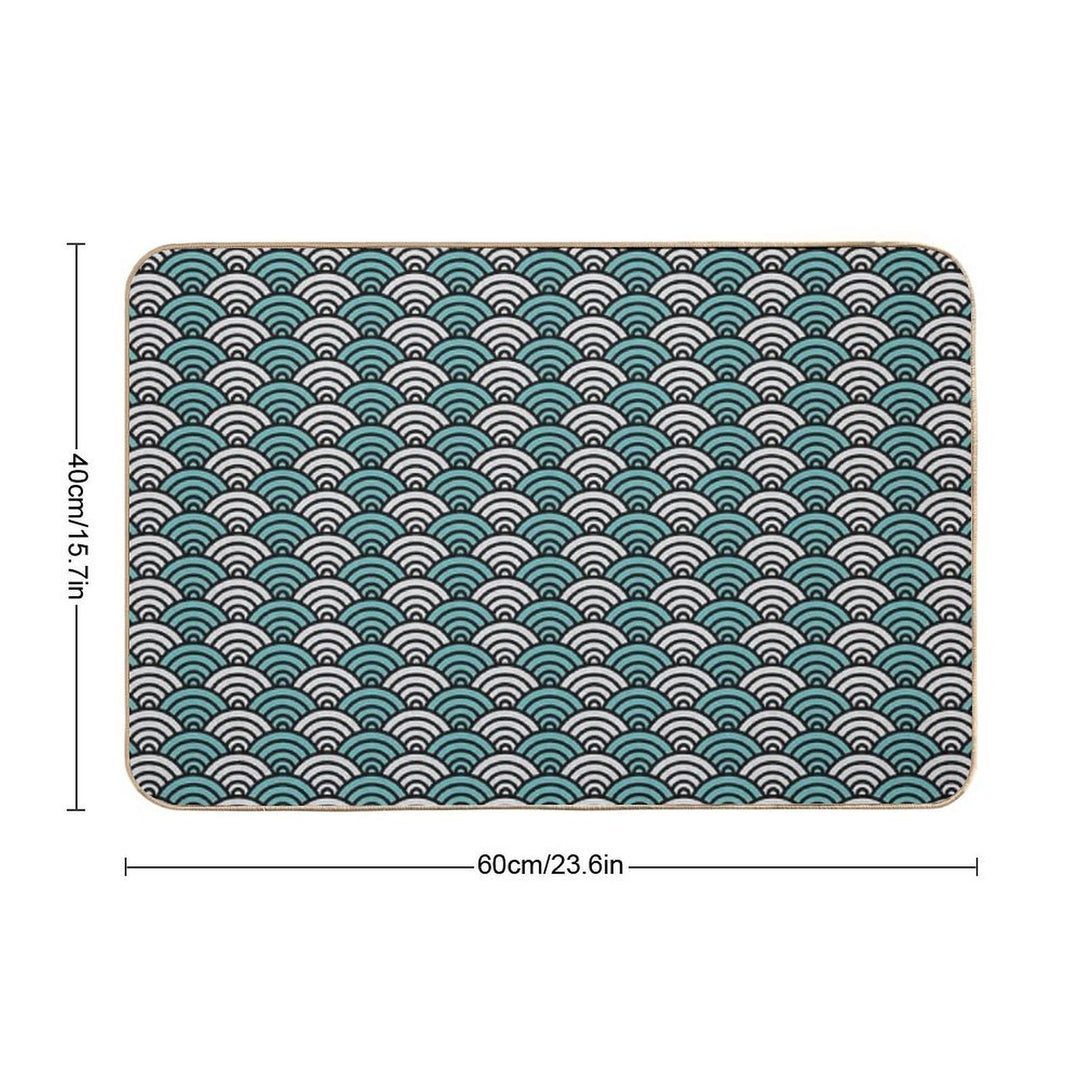 Japanese Ocean Waves Abstract Print  Dirt-Trapping Bath Mat