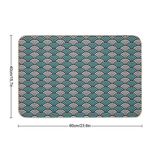 Japanese Ocean Waves Abstract Print  Dirt-Trapping Bath Mat