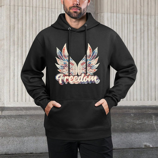 Vintage Freedom Wings 4th of July Patriotic Angel Wings USA Relaxed Fit Hoodie