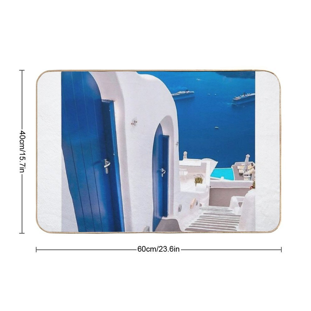 Santorini Oia Greece , Path to Paradise  Pet-Safe Bath Mat