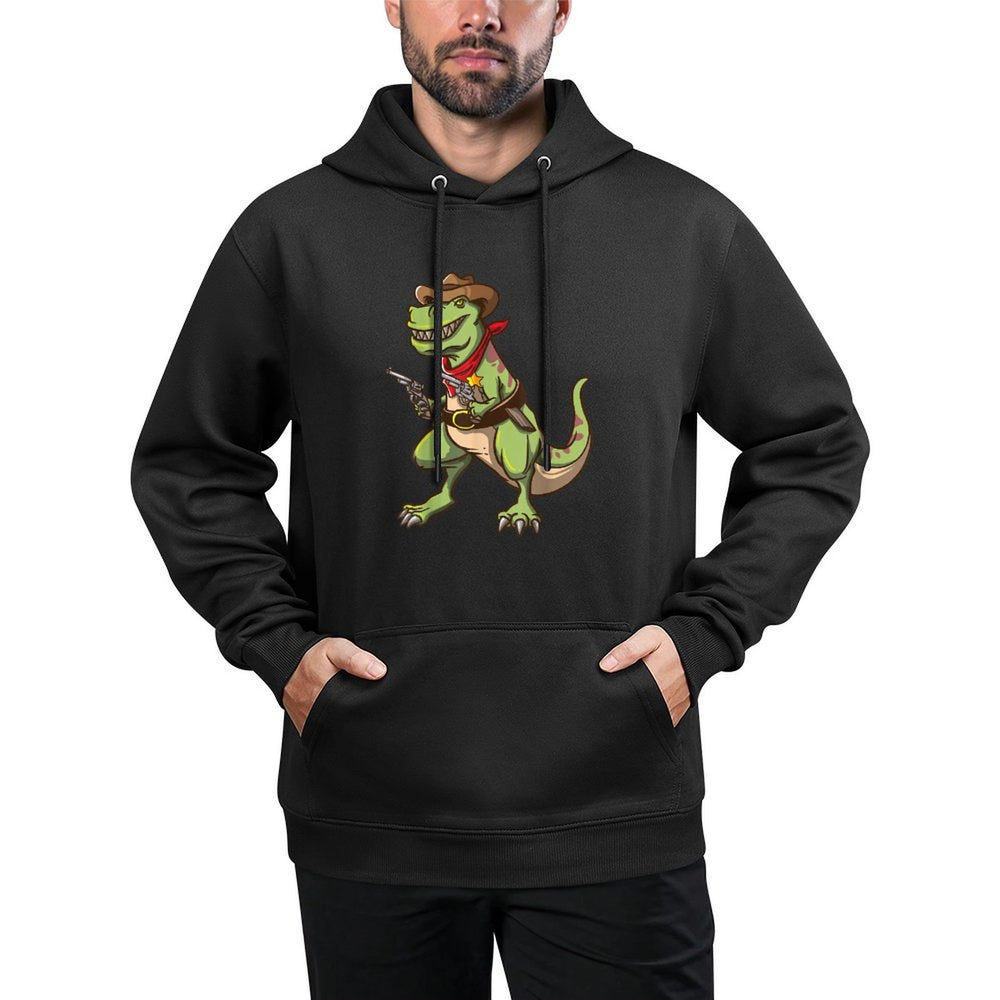 Cowboy T Rex Dinosaur Kids Wild West Country Boys Gift Cotton-Polyester Blend Hoodie