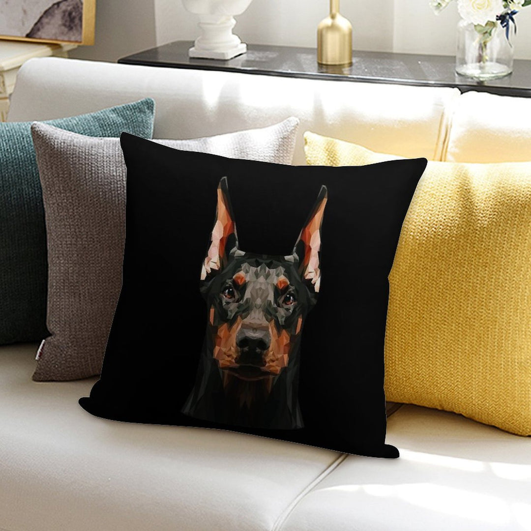 Doberman Low Poly Soft Washable Throw Pillow
