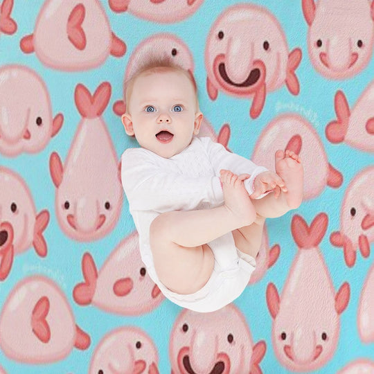 Blobfish Pattern Compact Throw Blanket