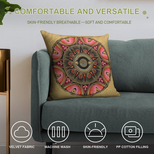 The Mandala of Self-Love Soft Short Plush Fabric Throw Pillow