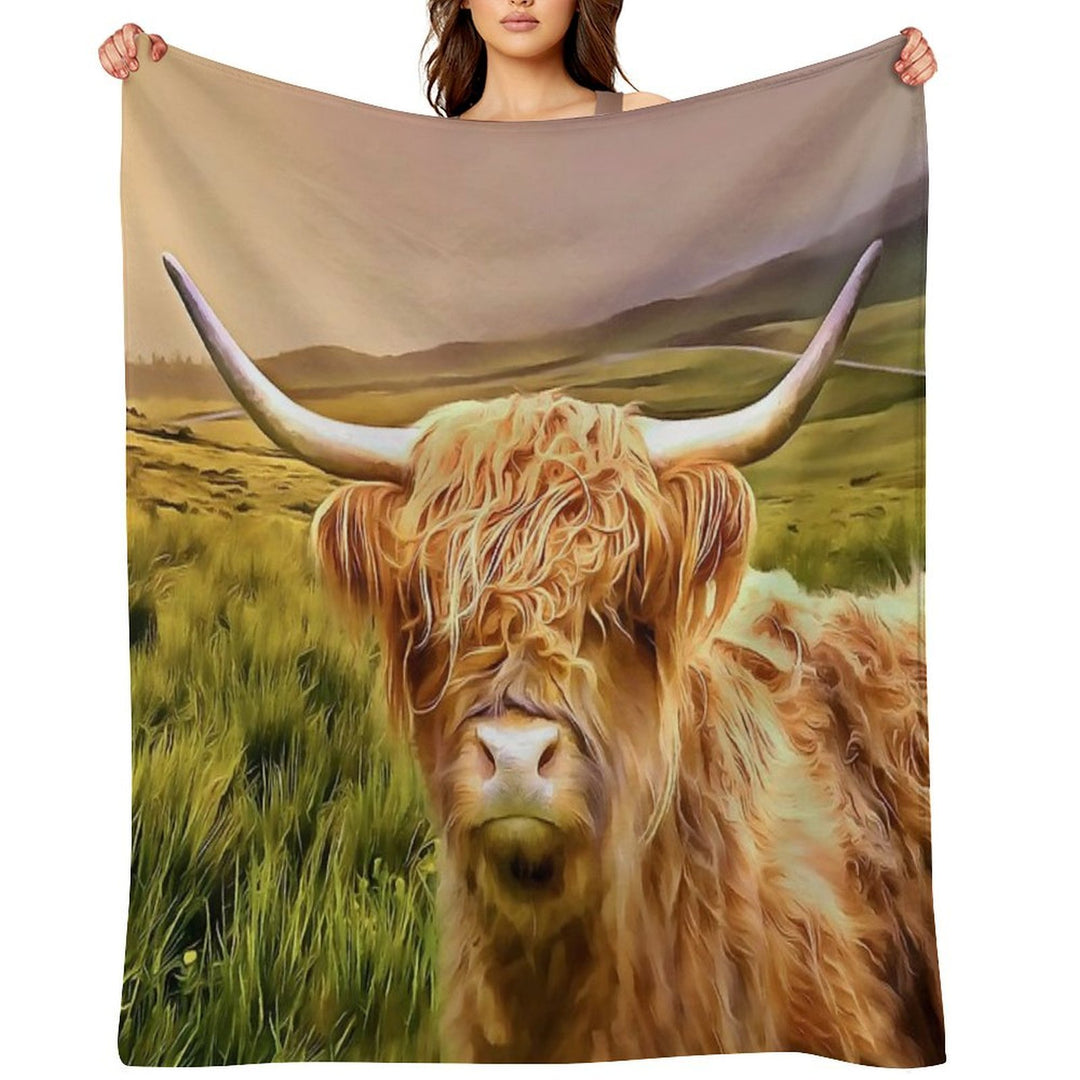 Highland Cow (Painting) Comfort Throw Blanket