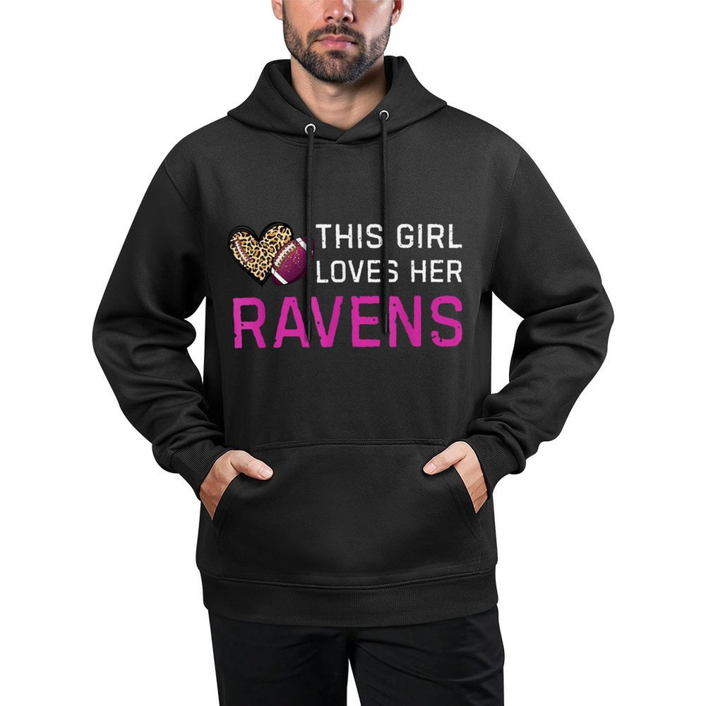 This Girl Loves Her Ravens Vintage Leopard Style Customizable Surface Hoodie