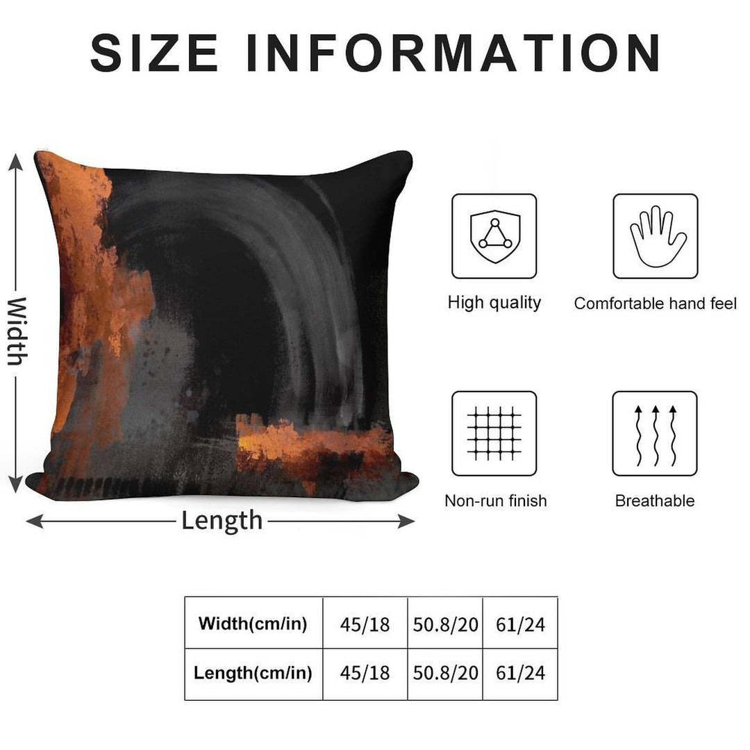 Black Orange Abstract Soft Skin-Friendly Throw Pillow