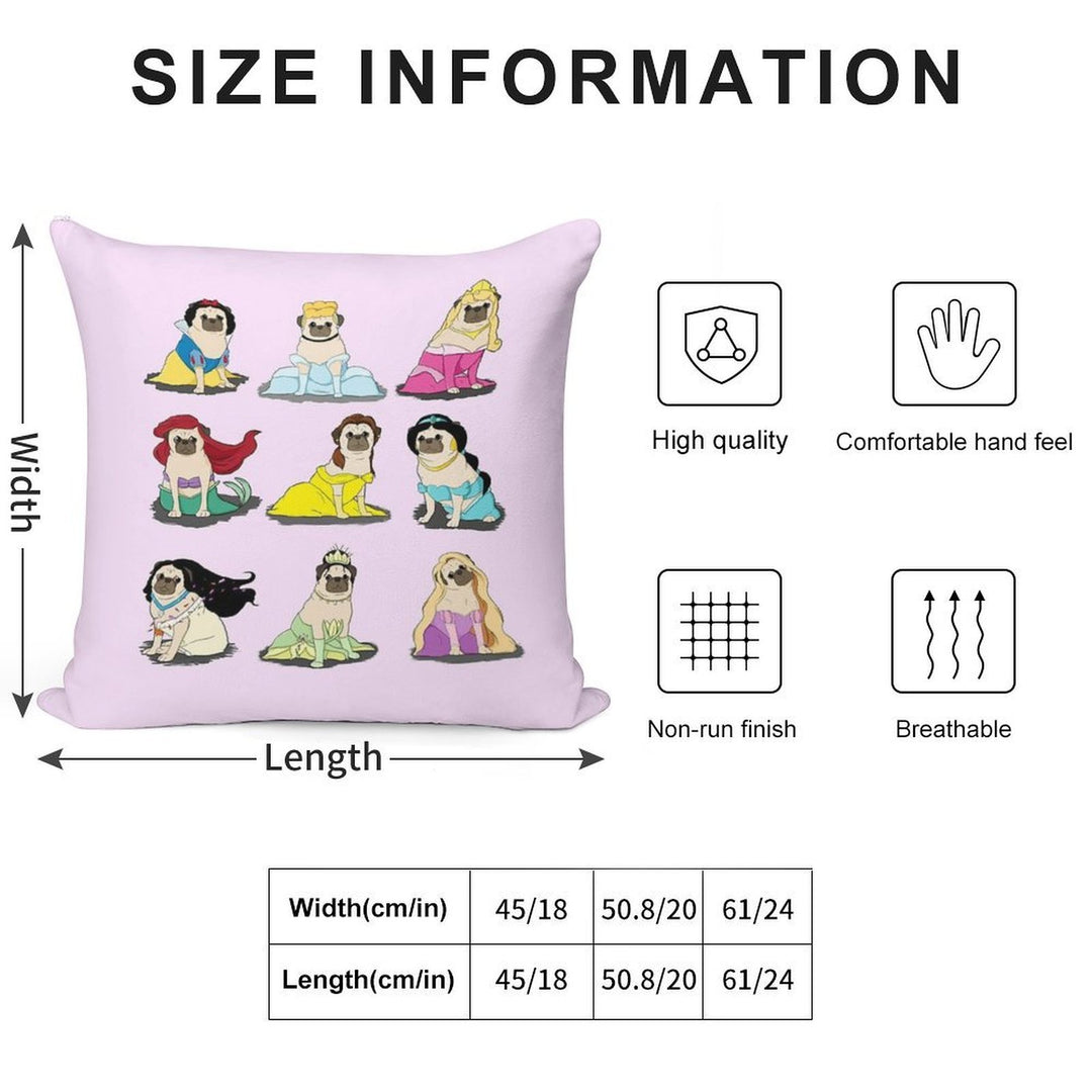 Pug Princesses Version 2 Soft Skin-Friendly Throw Pillow