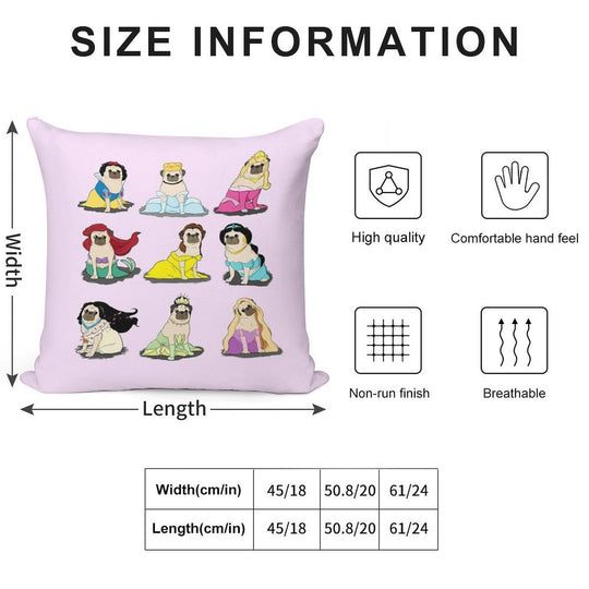 Pug Princesses Version 2 Soft Skin-Friendly Throw Pillow